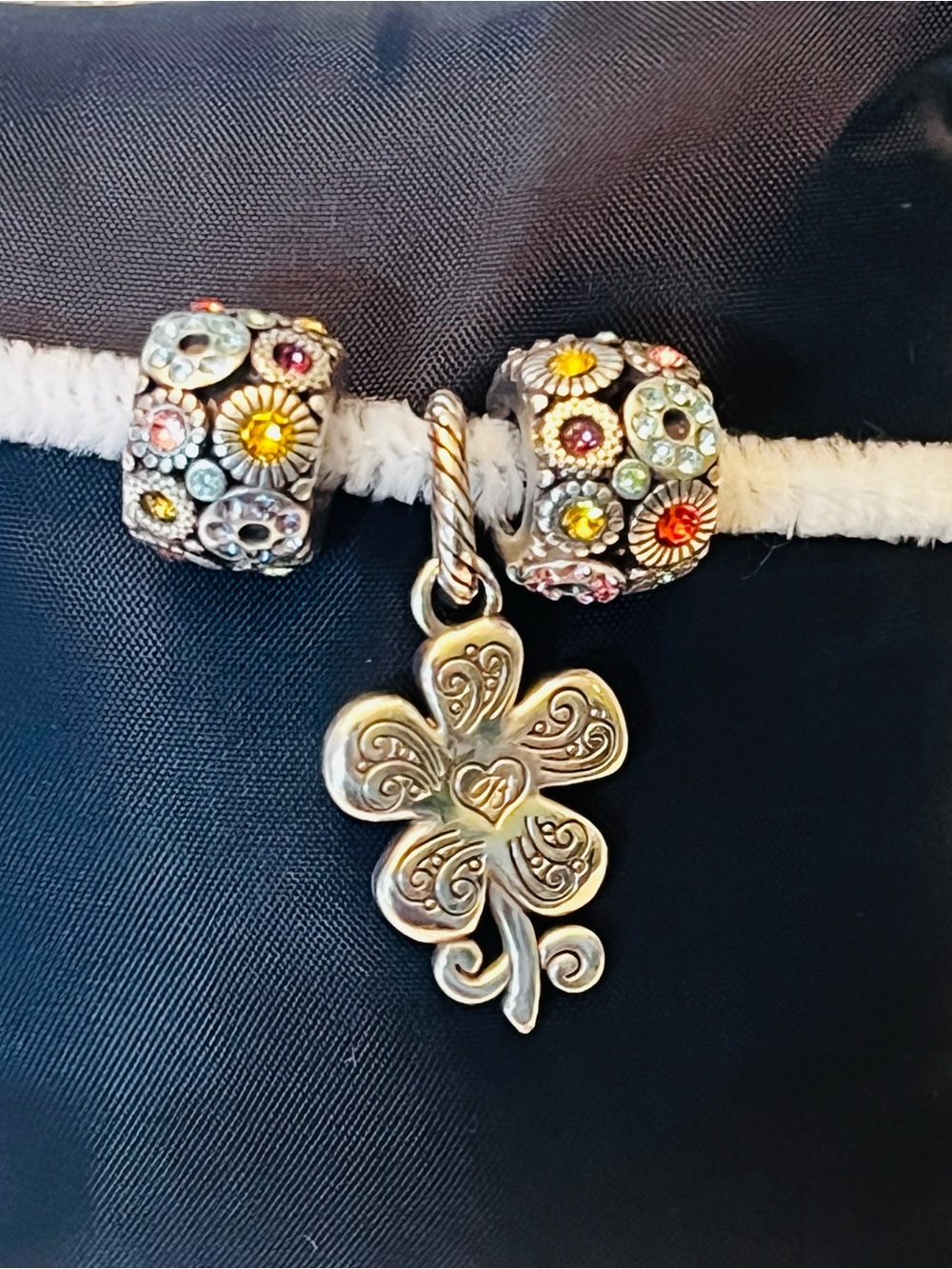 Brighton - Enamel Flower Charm with Multi-Color Accent Beads - Picture 2 of 4